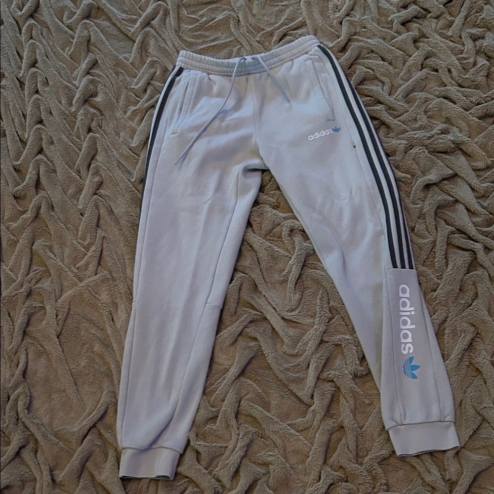 adidas Originals Kids Gray Joggers with Black Stripes